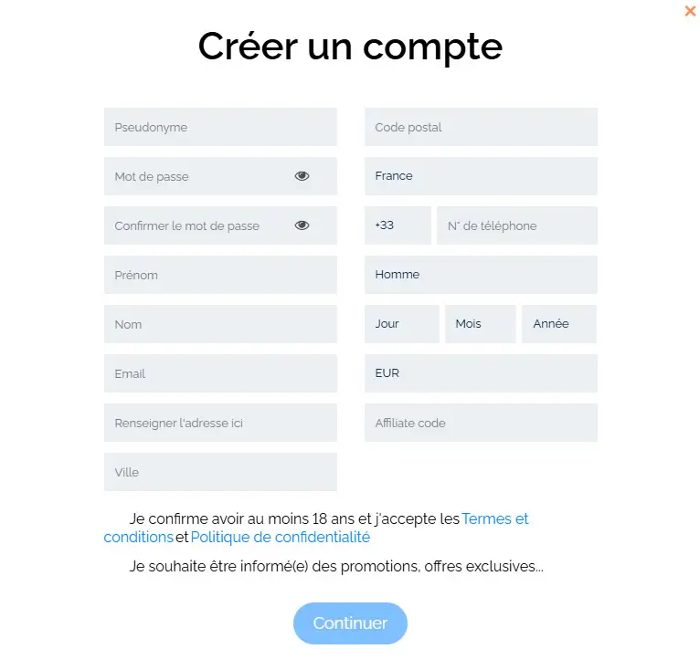 Processus d'inscription OH MY SPINS CASINO