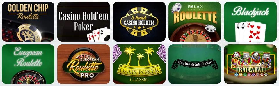 Jeux de table au Oh My Spins Casino